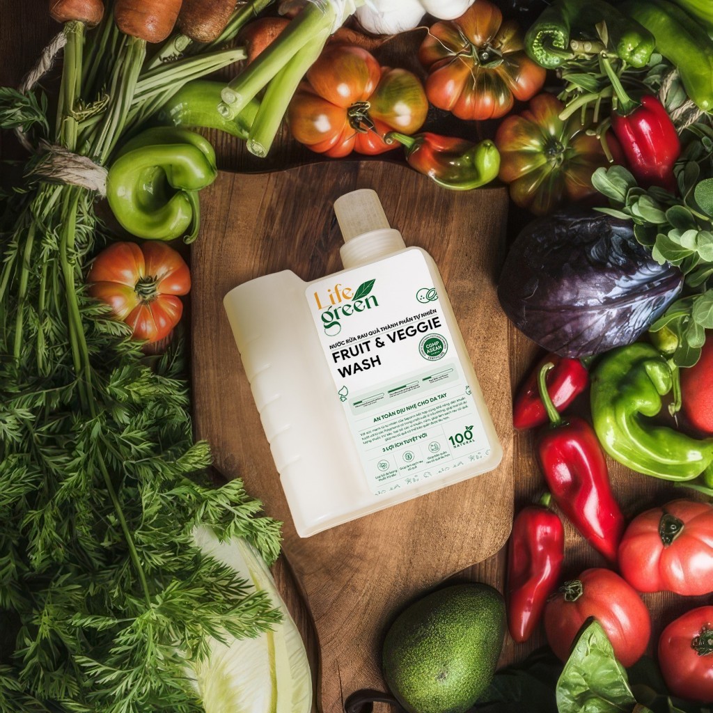 Combo 2 Nước Ngâm Rau Củ Quả Sinh Học Life Green Giúp Làm Sạch Thực Phẩm - 1760ML.