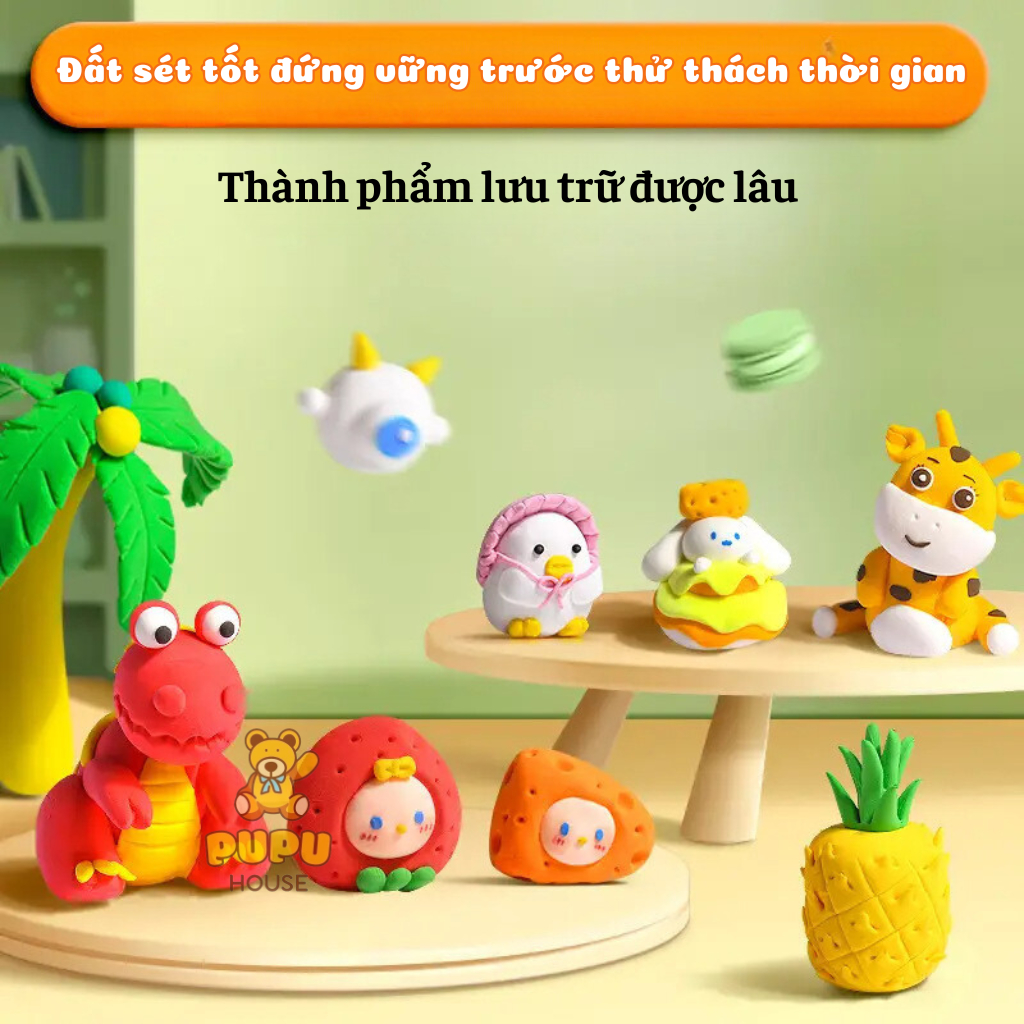 Đất Sét Tự Khô 12 24 36 Màu Đất Nặn Tự Khô An Toàn Nặn Hình Cao Cấp Siêu Nhẹ Cho Bé Trang rí - PUPU HOUSE