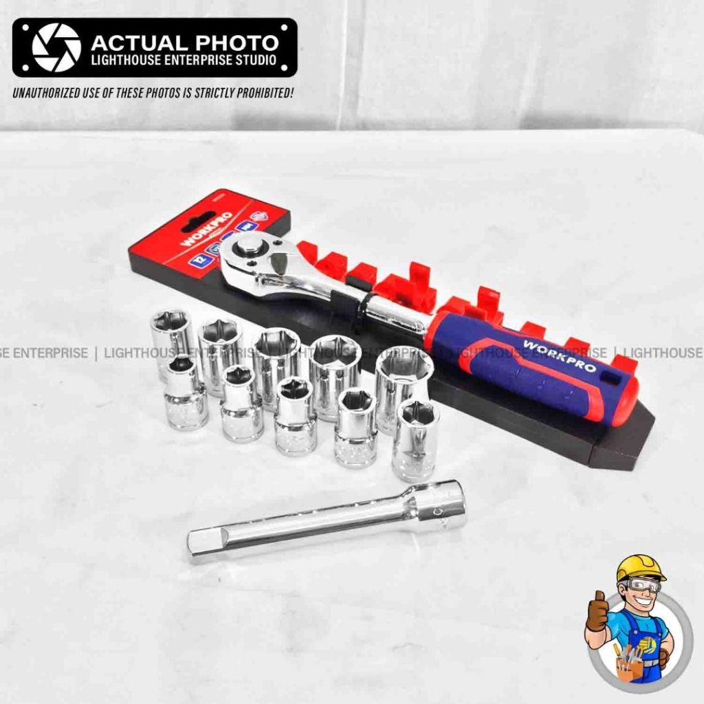 Bộ tuýp 12 chi tiết/ bộ 12 đầu vặn khẩu 1/2 inch WORKPRO WP202558 - Thép Cr-V cao cấp siêu bền - Hàng chuẩn chính hãng
