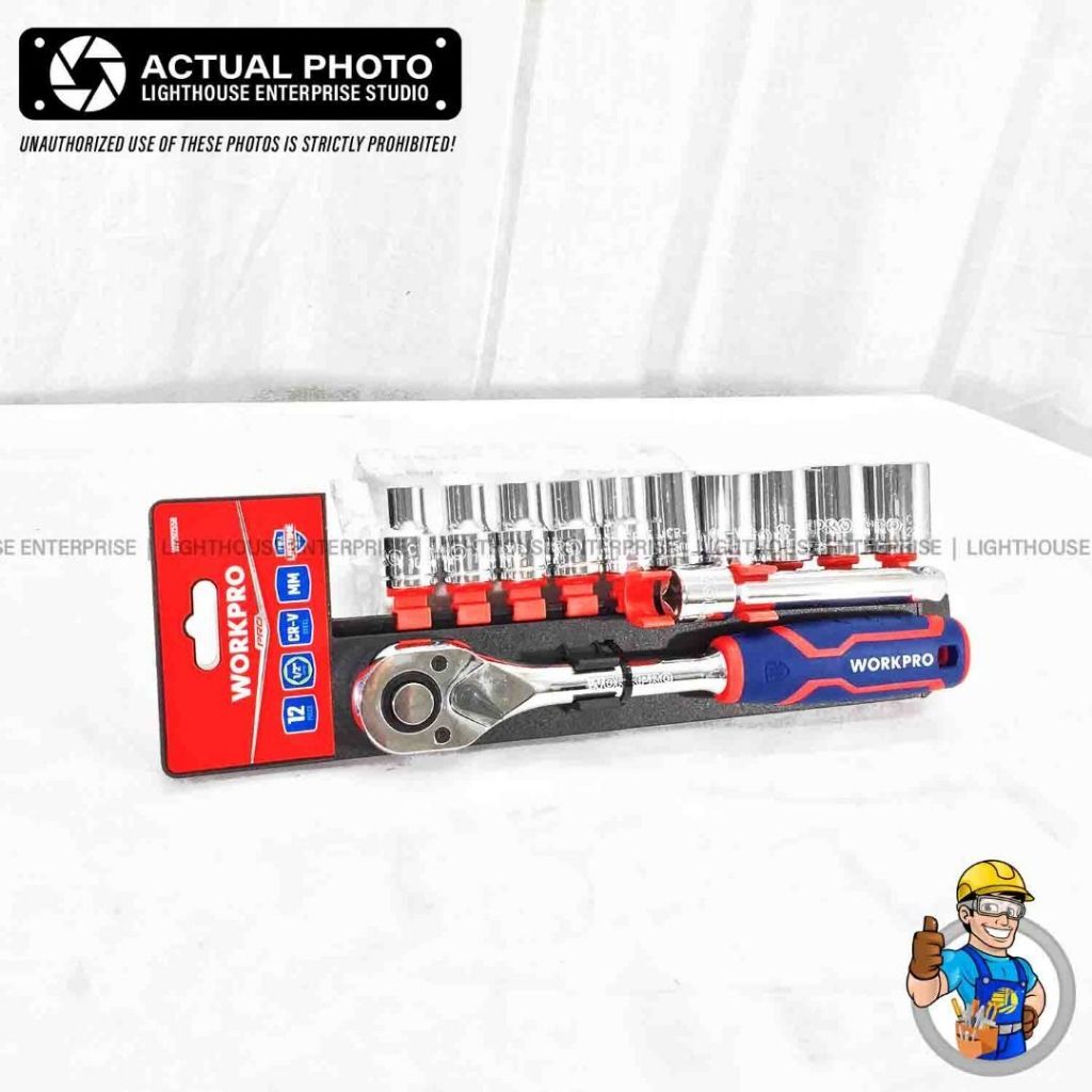 Bộ tuýp 12 chi tiết/ bộ 12 đầu vặn khẩu 1/2 inch WORKPRO WP202558 - Thép Cr-V cao cấp siêu bền - Hàng chuẩn chính hãng