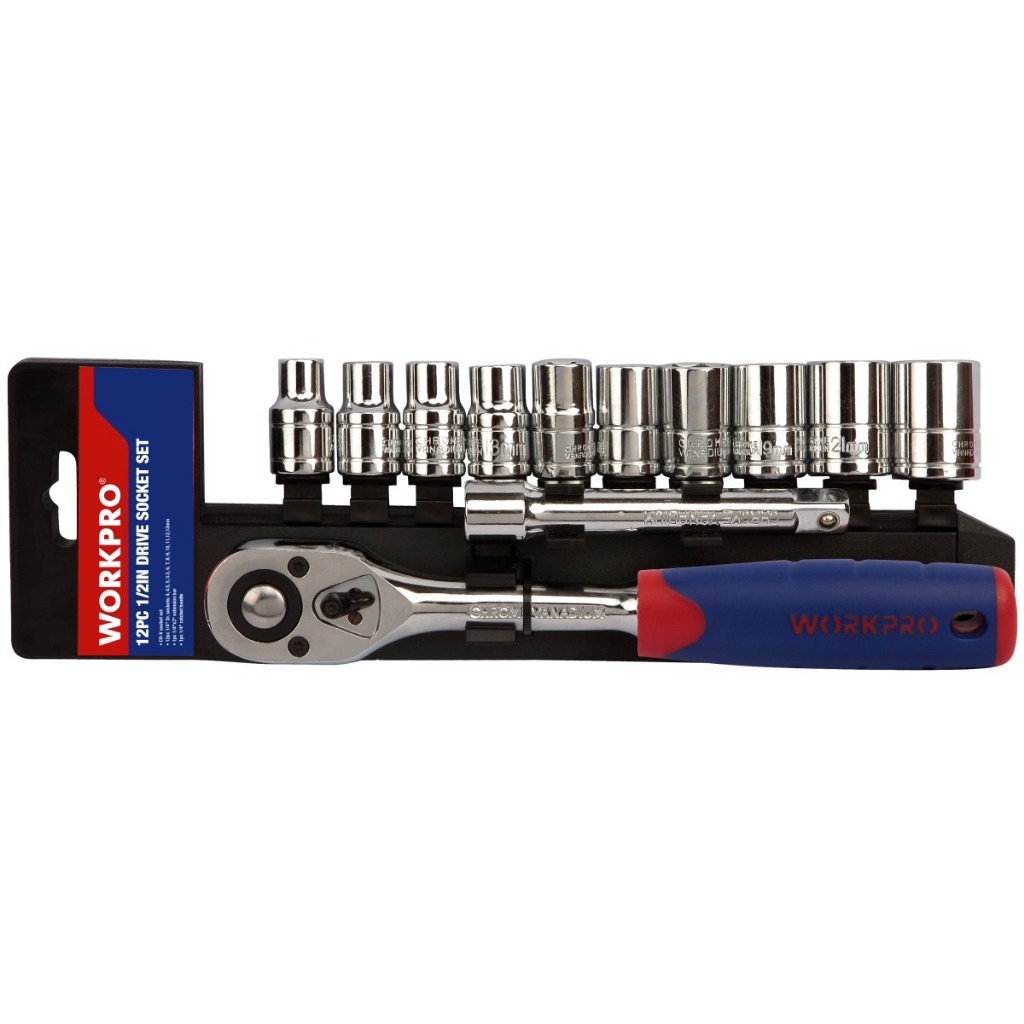 Bộ tuýp 12 chi tiết/ bộ 12 đầu vặn khẩu 1/2 inch WORKPRO WP202558 - Thép Cr-V cao cấp siêu bền - Hàng chuẩn chính hãng
