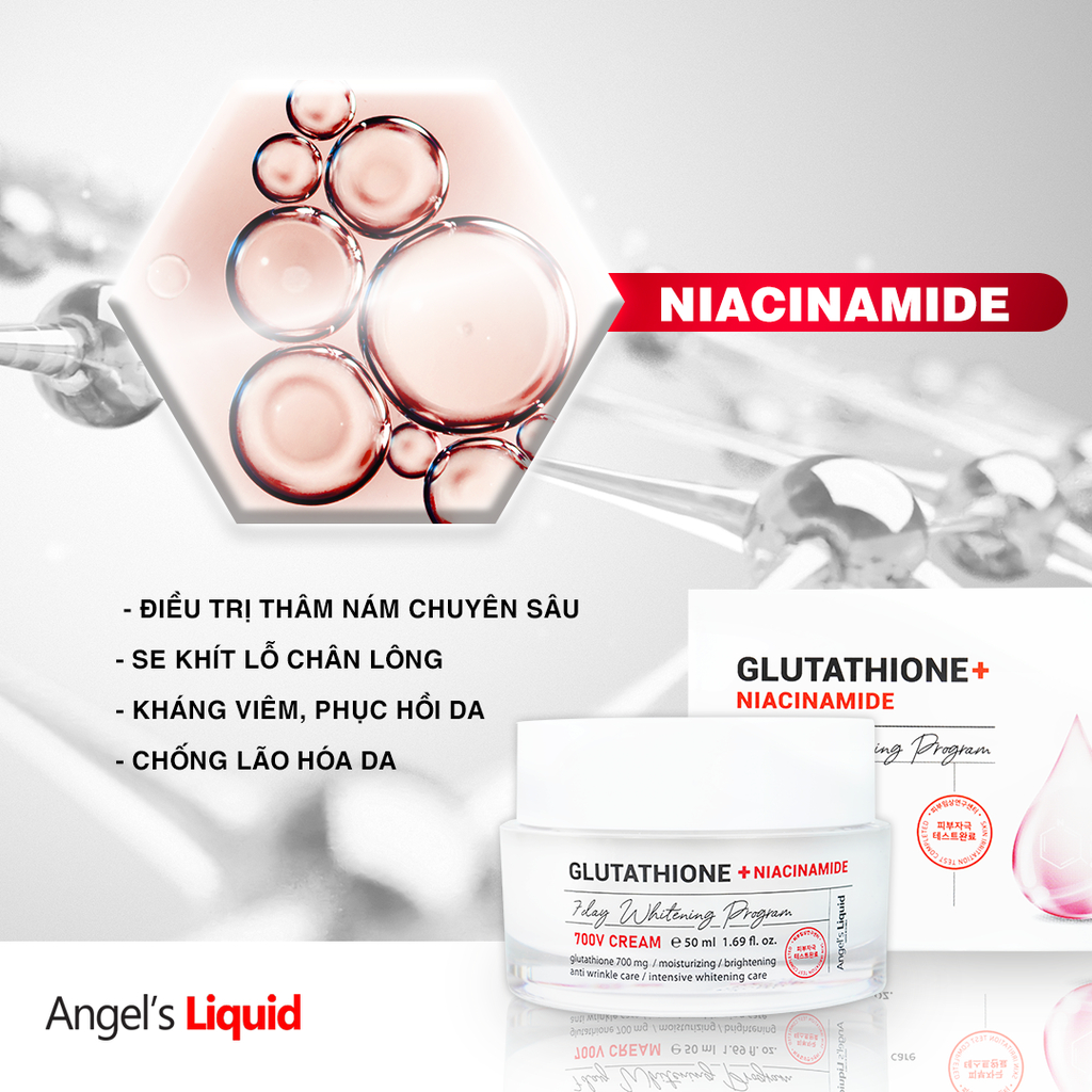 glutathione kem dưỡng Kem dưỡng trắng mờ nám Angel's Liquid Glutathione Plus Niacinamide Cream  50ml (NEW)