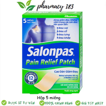 Cao dán Salonpas Pain Relief Patch Hisamitsu giúp giảm đau hộp 5 miếng