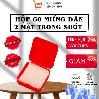 Hộp 60 Miếng Dán 2 Mặt Trong Suốt, Băng Keo Hai Mặt Siêu Dính ,  Treo Đồ Siêu Tiện
