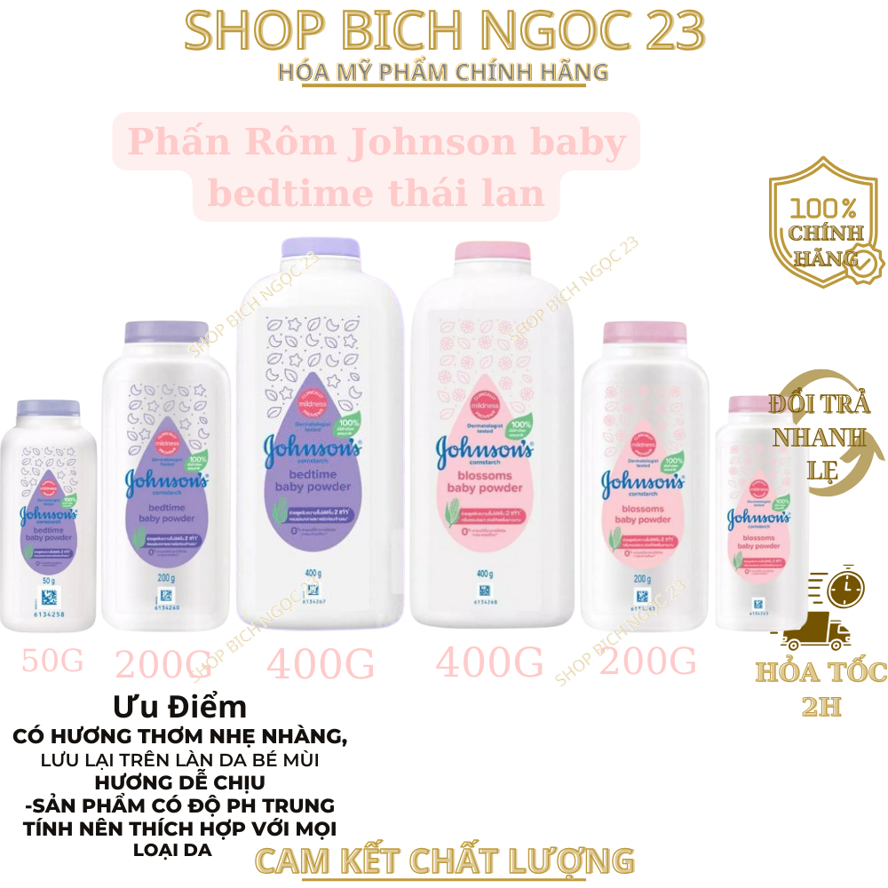 Phấn Cho Bé Johnson's Baby Màu Hồng Màu Tím Màu Trắng 100g/200g/500g