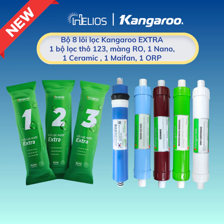 Trọn bộ 8 lõi lọc nước Kangaroo chính hãng dùng cho máy lọc nước Kangaroo KG118 (12345689)