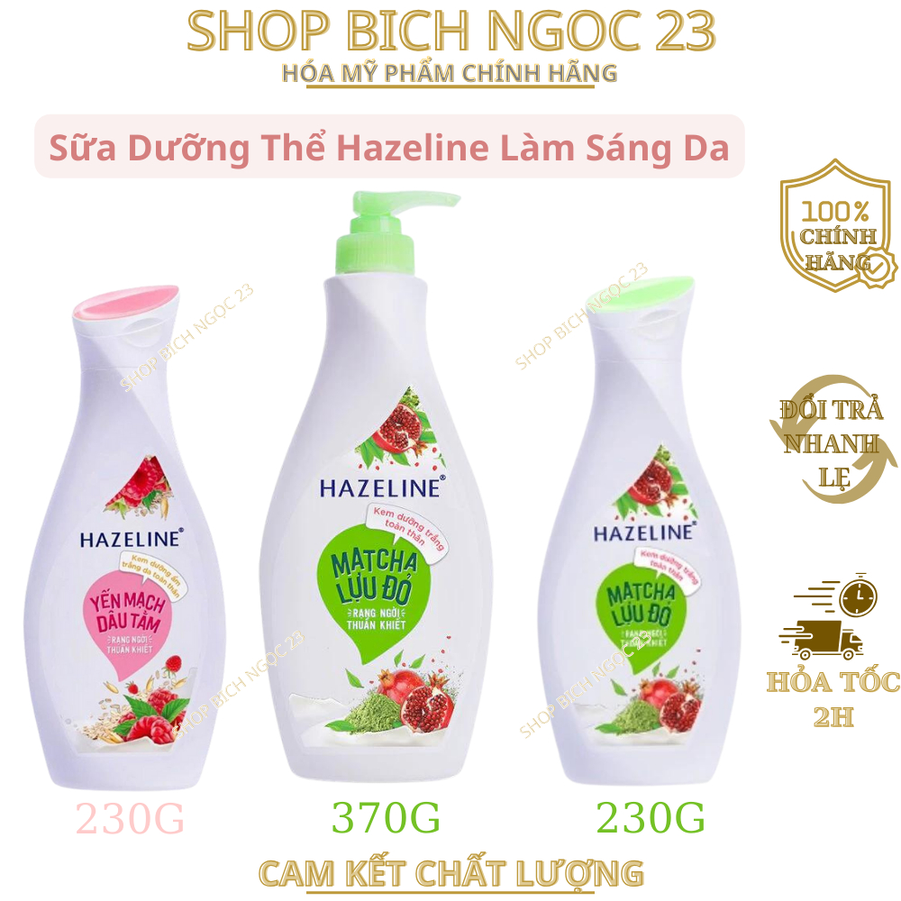 Sữa dưỡng thể HAZELINE Matcha & Lựu Đỏ Yến mạch dâu tằm 230ml /370ml