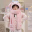 mũ cho bé .Mũ lông 3in1 Kuromi, Melody, Cinamorol cho bé có khăn quàng cổ và găng tay