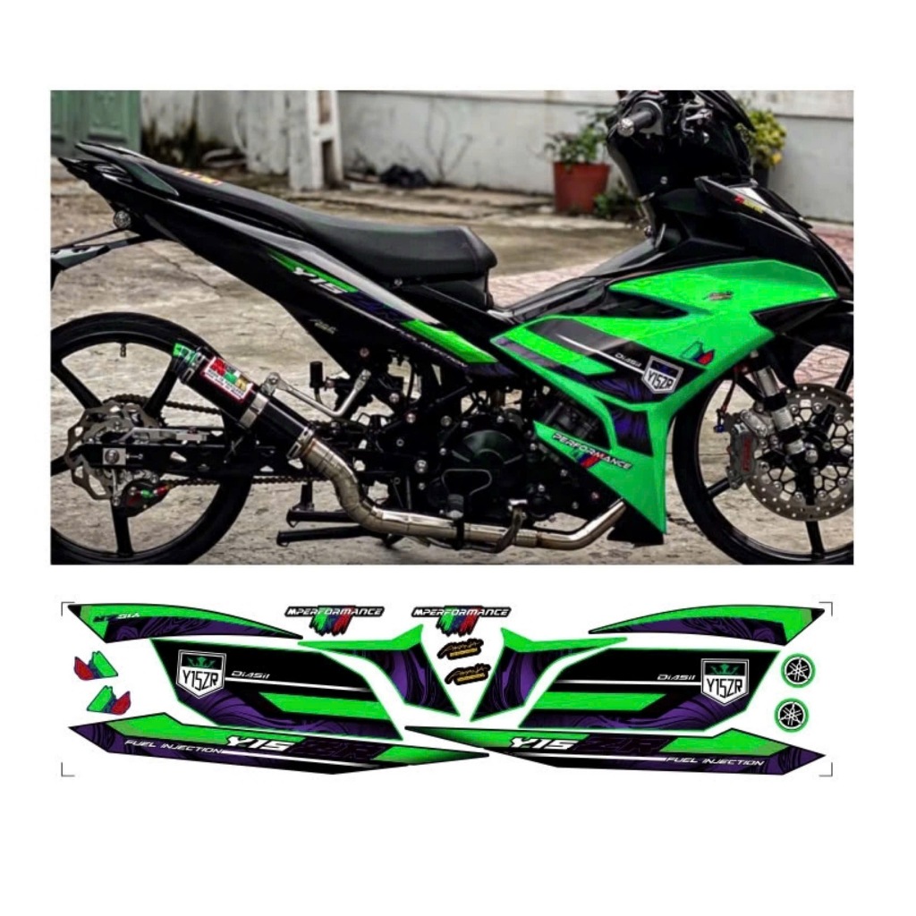 tem rời exciter mâu y15 chế chất liệu in 3 lớp chống nước không phai màu nhãn dán decal.