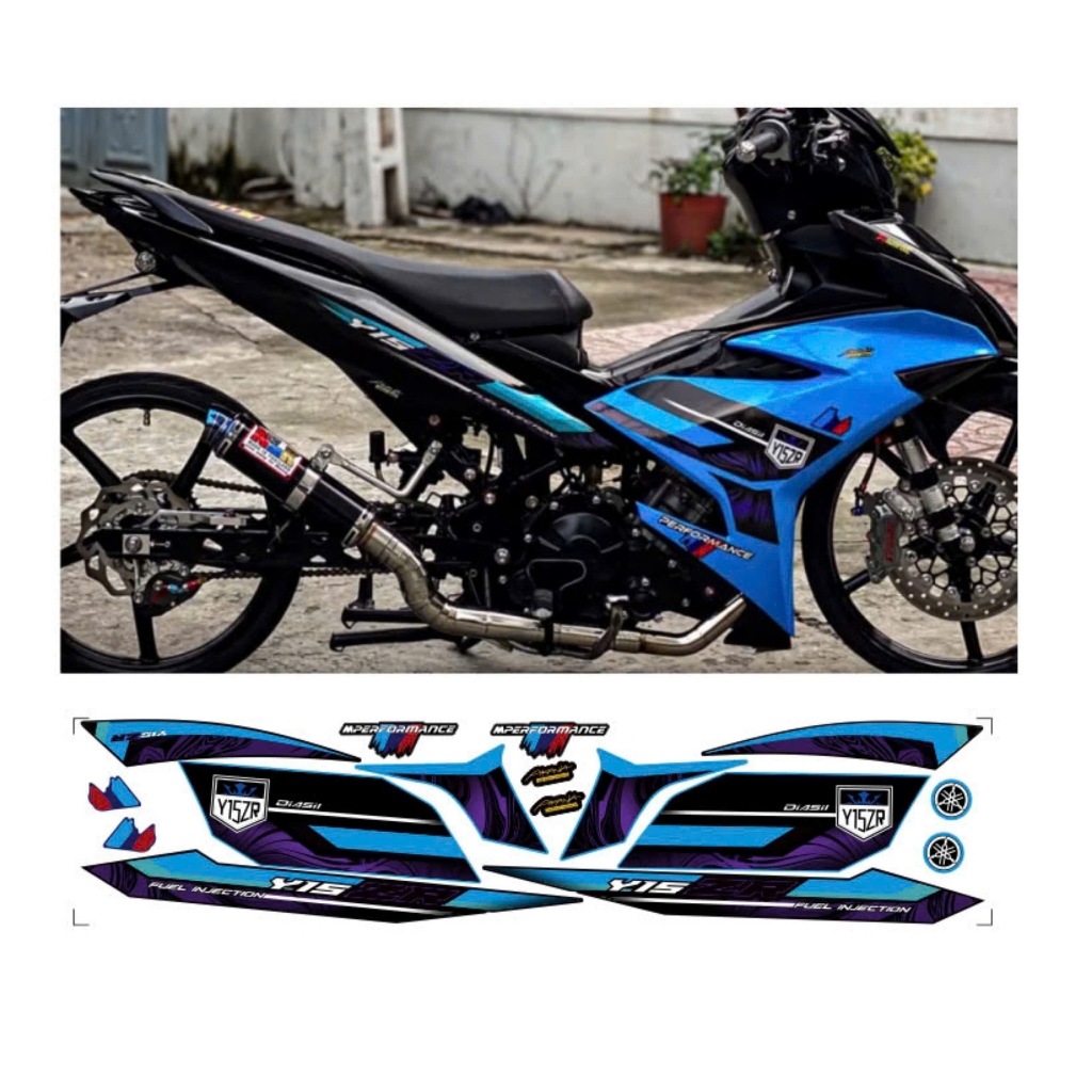 tem rời exciter mâu y15 chế chất liệu in 3 lớp chống nước không phai màu nhãn dán decal.