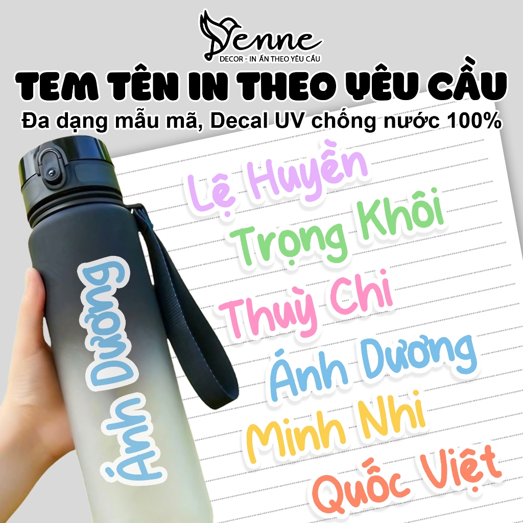 Tem tên dán mọi vị trí, tem tên in theo yêu cầu bền màu, đẹp, chống ...