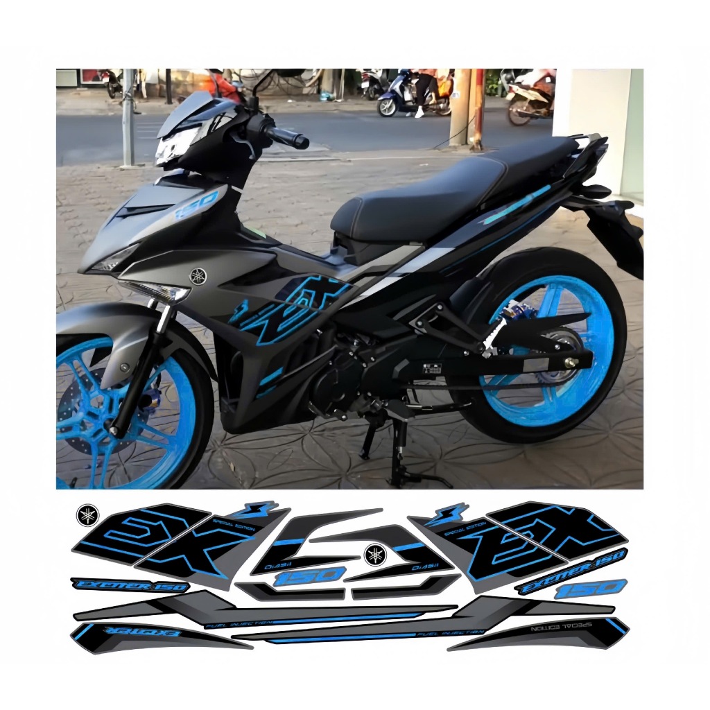 tem rời exciter 150 cao cấp chất liệu in 3 lớp PPF chống nước không phai màu nhãn dán decal.