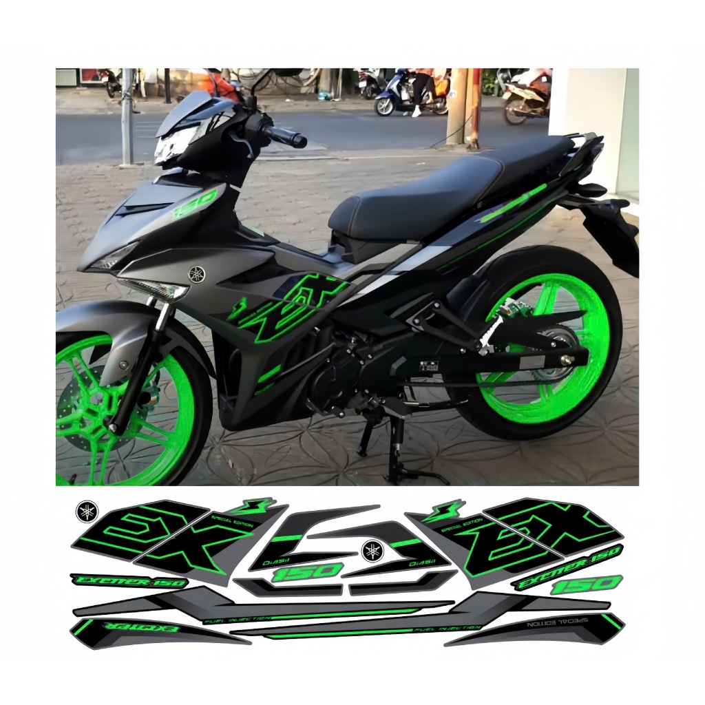 tem rời exciter 150 cao cấp chất liệu in 3 lớp PPF chống nước không phai màu nhãn dán decal.