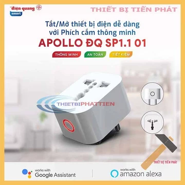 Ổ Cắm, Phích Cắm Điện Thông Minh Điện Quang Apollo ĐQ SP1.1 01 WiFi (Kiểu 1 lỗ, sử dụng WiFi Điều Khiển Mọi Lúc Mọi Nơi)