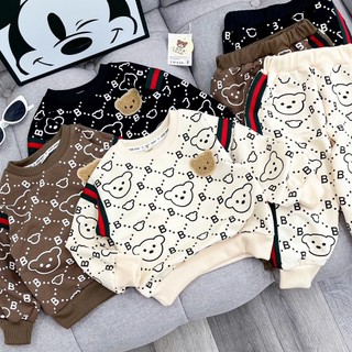 BỘ NỈ DA CÁ IN GẤU TRÀN THÂN CHO BÉ TRAI 6-18KG