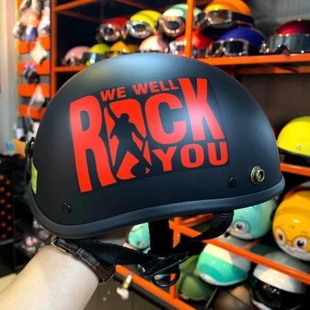 Mũ Bảo Hiểm Nửa Đầu ROCK Đỏ ( Kính UV400 Đen + Kính Phi Công )