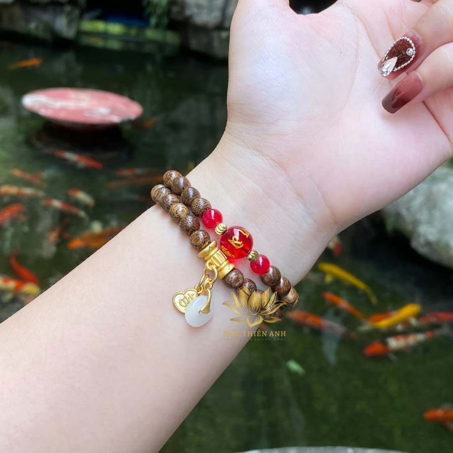 Vòng Tay Chuỗi Trầm Hương Mix Đồng Điếu Mang Bình An May Mắn, Vòng Trầm Hương Theo Mệnh TA-36