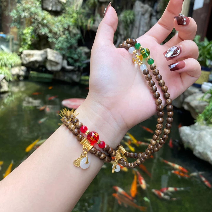Vòng Tay Chuỗi Trầm Hương Mix Đồng Điếu Mang Bình An May Mắn, Vòng Trầm Hương Theo Mệnh TA-36