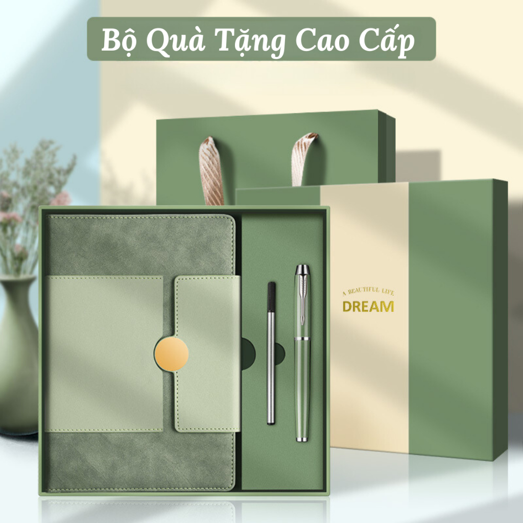 Set Quà Tặng Sổ Tay & Bút Ký – Sổ Da A5 + Bút Mực Cao Cấp – Có Khắc Tên – Quà Tặng Doanh Nhân, Sếp, Thầy Cô.