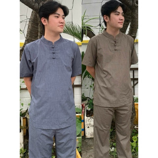 Nam 3Nút Tay Ngắn # Quần Áo Nam Đi Chùa