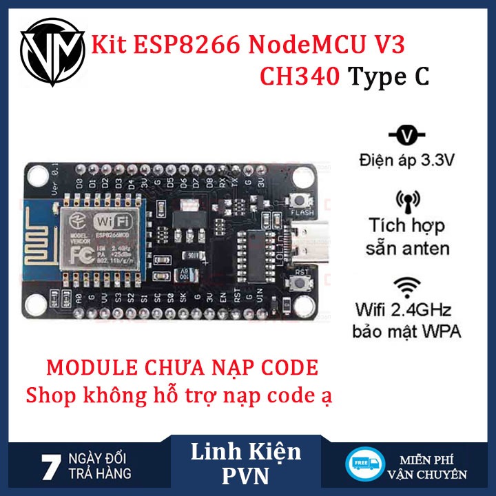Mạch NodeMcu Lua WIFI V3 ESP8266 CH340 - CHƯA NẠP CODE | BigBuy360 - bigbuy360.vn