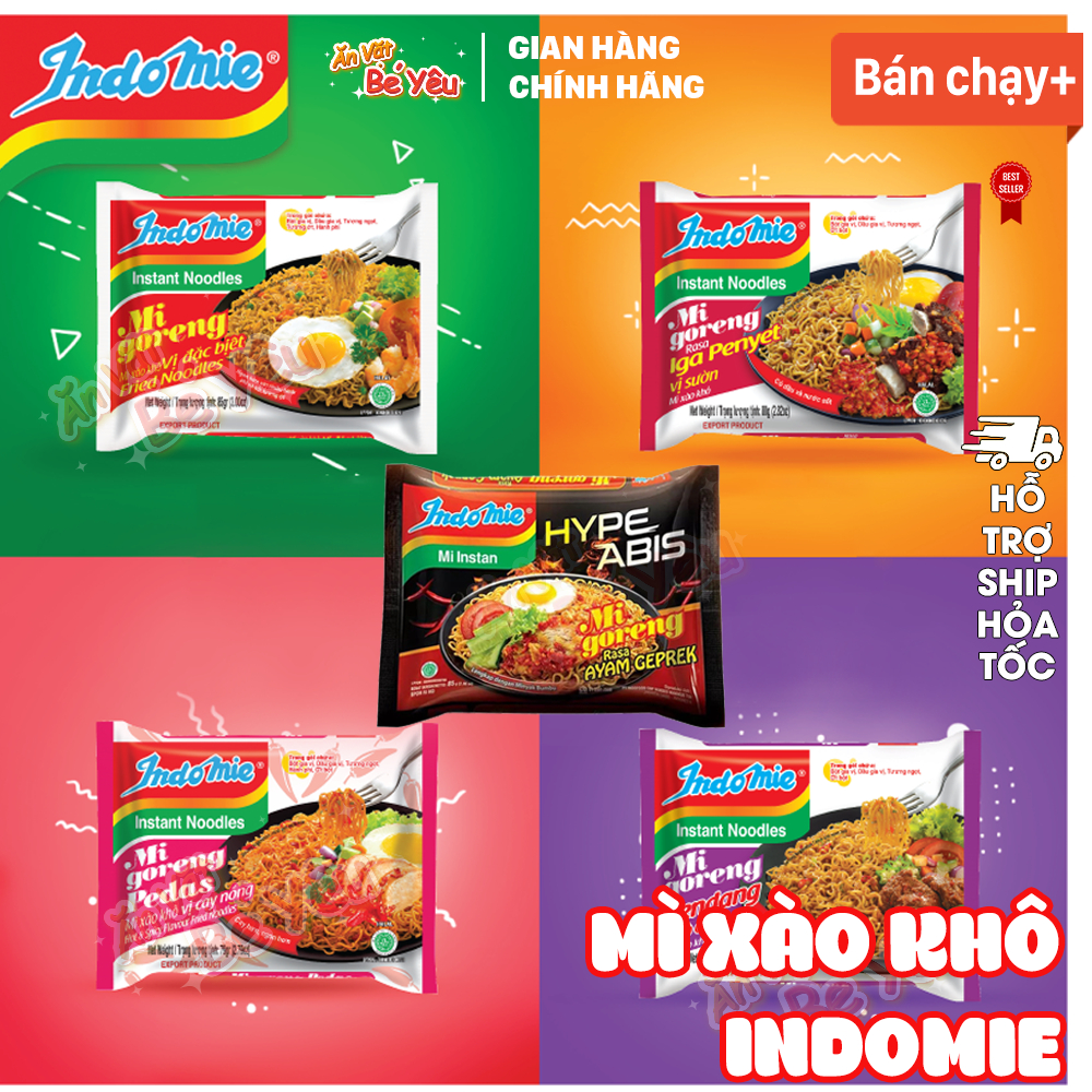 Mì Indomie, mì xào khô, mì trộn Indo Mi Goreng đủ vị, mì tôm các vị ...