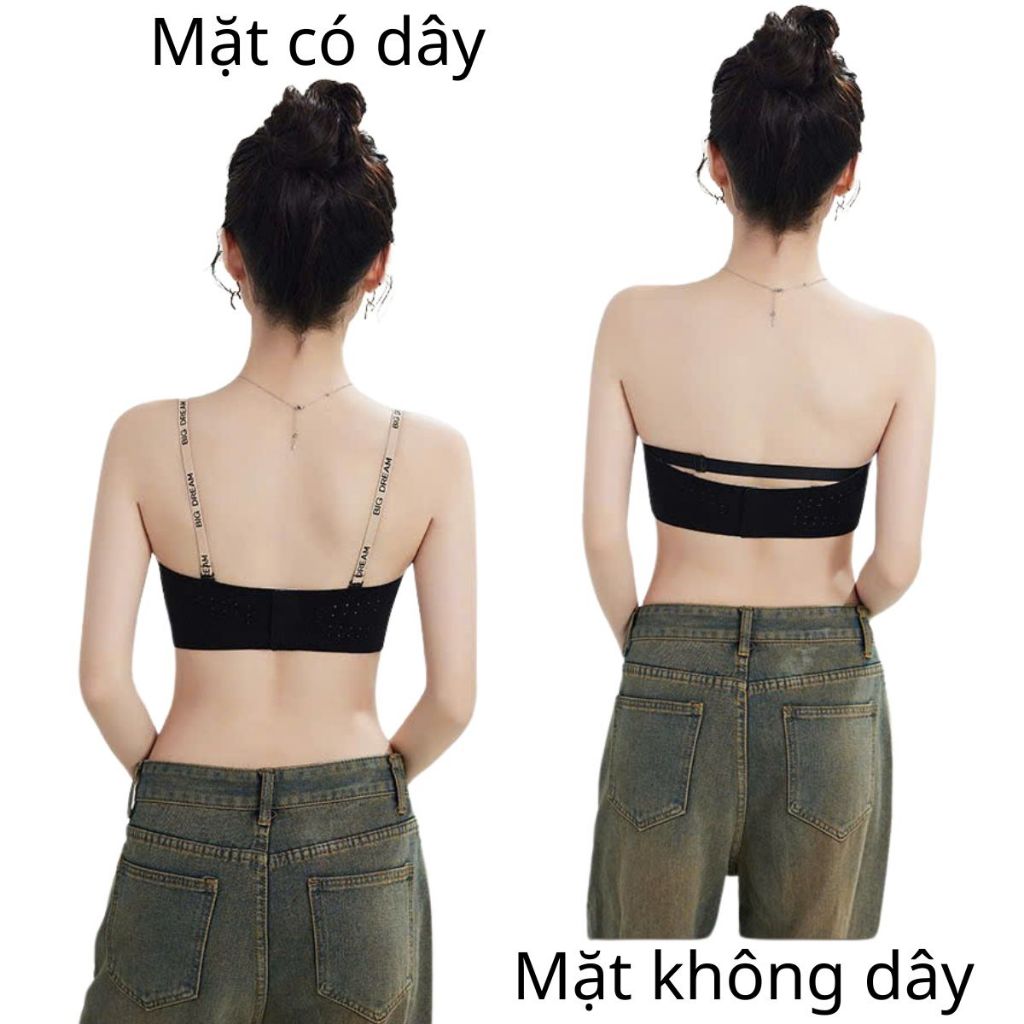 Áo Ngực Không Dây Cài Sau Đệm Dày 5cm Siêu Nâng Ngực Bản To Che Mỡ Thừa Kèm Dây Vai 948