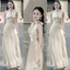 -Váy Lụa Dự Tiệc Cổ ĐỖ Kín Lưng DÁNG DÀI Chất Lụa Mềm Mịn Sang Trọng Phong Cách Sang Trọng Nhẹ Nhàng