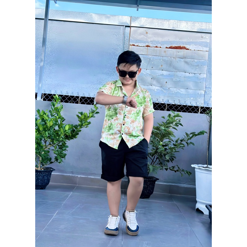 Set sơmi hoạ tiết hoa xanh 10-52kg TONI BraND