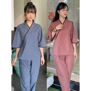 Nhật Trơn Nữ # Quần Áo Nữ Jacket Top Kem Dress Women # Đồ Lam Đi Chùa
