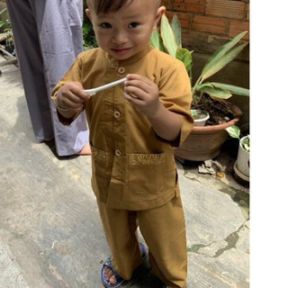 LTụ Thêu Như Ý Bé Trai# Tay Ngắn # Đồ Lam Đi Chùa