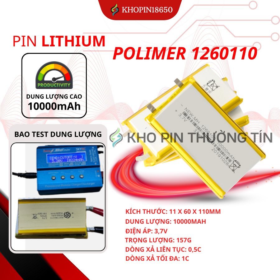 Cell pin Lipo 10000mAh mới chuẩn dung lượng. | Shopee Việt Nam