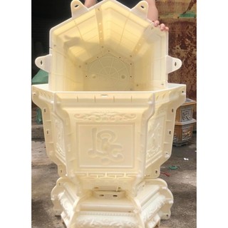 Khuôn đúc chậu lục giác rộng 60 cao 40 chất liệu nhựa abs hoa văn phúc, lộc, thọ, sen, thuyền, ngựa kèm khuôn chân