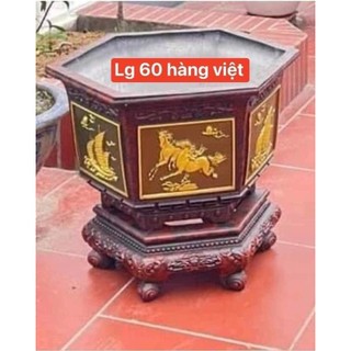 Khuôn đúc chậu lục giác rộng 60 cao 40 chất liệu nhựa abs hoa văn phúc, lộc, thọ, sen, thuyền, ngựa kèm khuôn chân