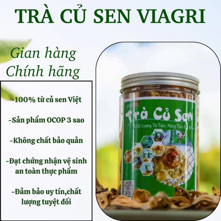 Trà củ sen Việt từ củ sen hương hiệu VIAGRI-hỗ trợ điều trị mất ngủ,điều chỉnh huyết áp tốt cho tim mạch