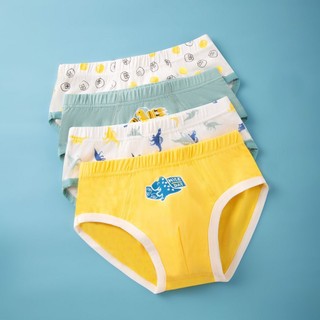 [BT32 Hot Trend] Combo 4 quần sịp bé trai, quần chip tam giác trẻ em cotton mềm mát họa tiết xanh vàng nhẹ nhàng 12-43kg