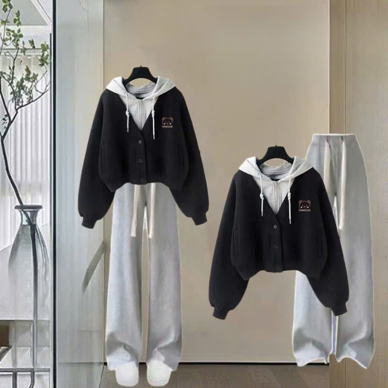 Áo khoác cài cúc mũ xám cho bé gái size đại BEESHOP D25012