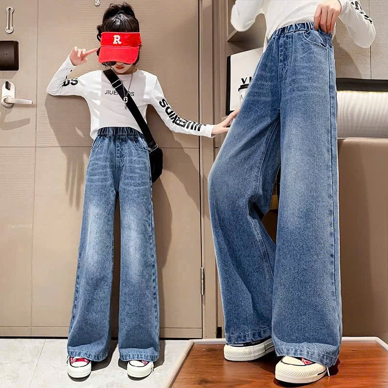 Quần jean suông mài đậm cho bé gái size đại BEESHOP KM0002