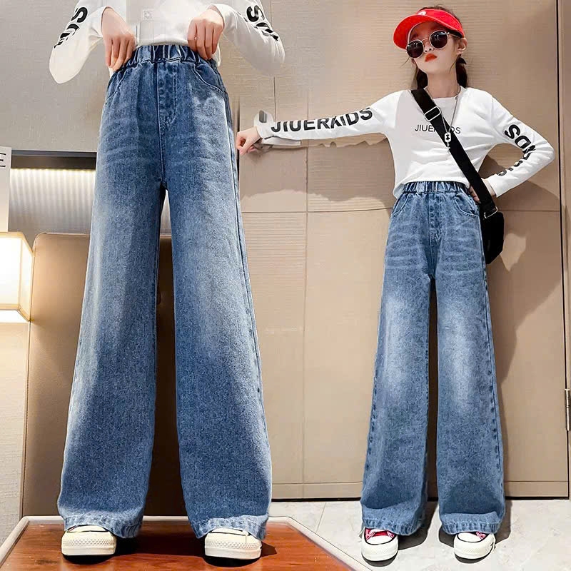 Quần jean suông mài đậm cho bé gái size đại BEESHOP KM0002