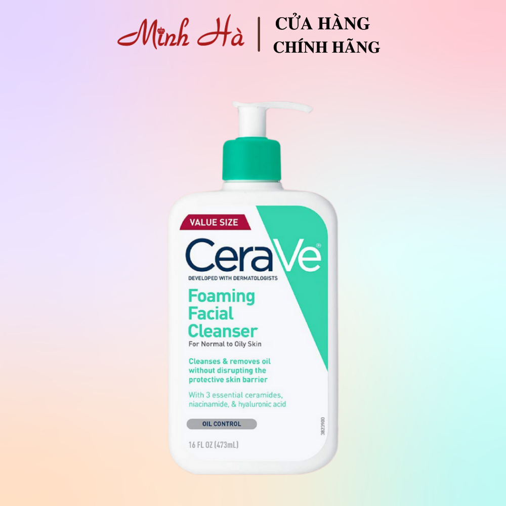Ảnh Sữa rửa mặt Cerave Foaming Facial Cleanser 473ml dành cho da thường và da dầu 1
