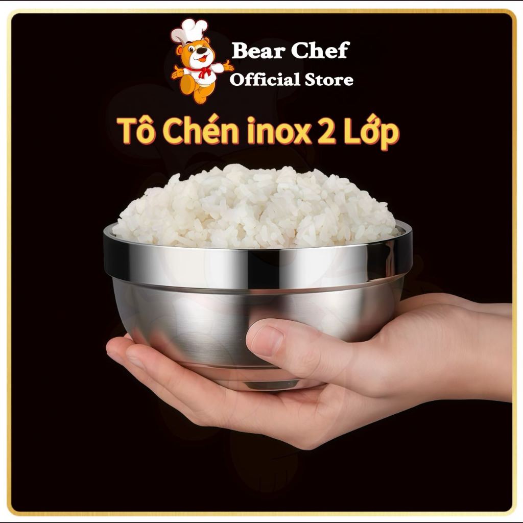 Tô inox Bát inox Thép không gỉ cao cấp Chén 2 Lớp Chơn Cách Nhiệt đủ ...