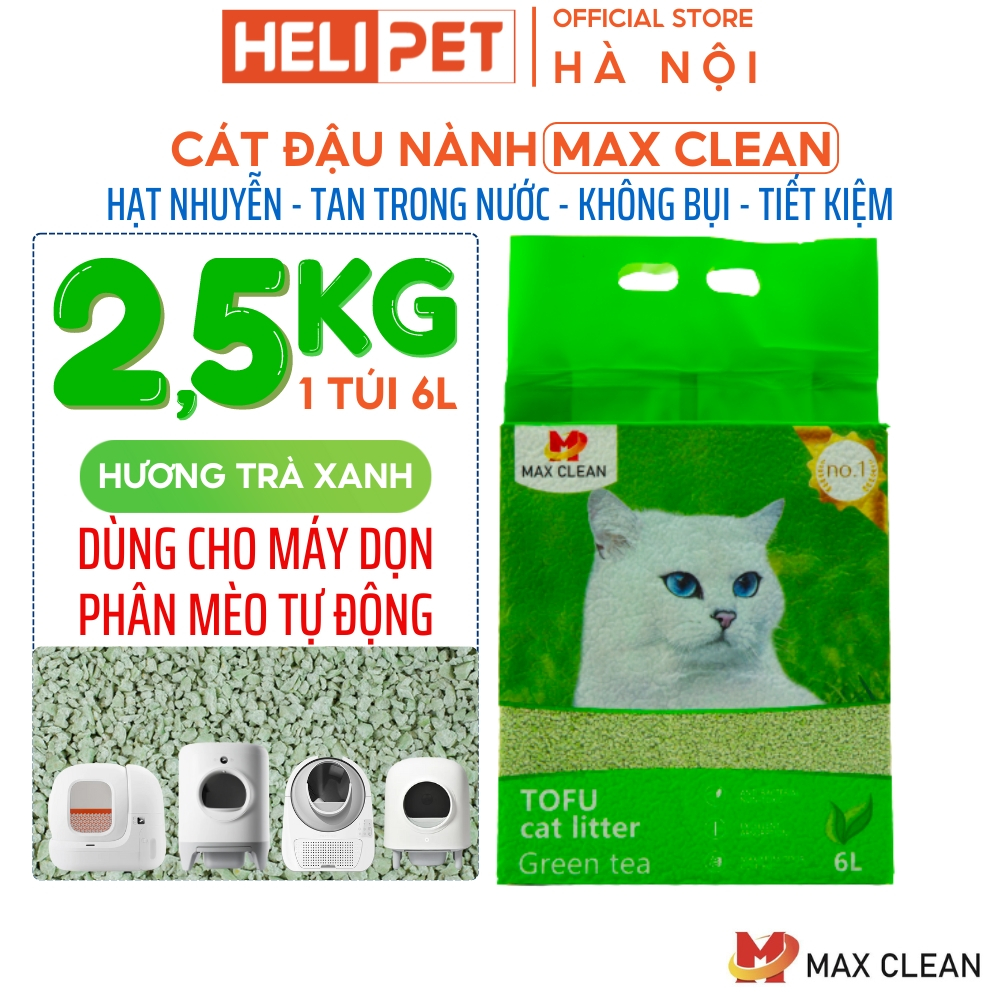 Ảnh Cát Đậu Nành Hạt Nhuyễn Max Clean 2.4Kg Vón Cục Không Bụi Chuyên Dùng Cho Máy Dọn Phân Mèo 1