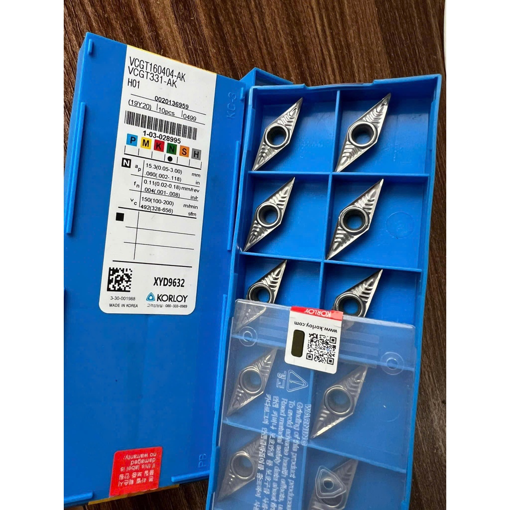 Chip V16 VCMT hãng KORLOY HÀN QUỐC CHUYÊN NHÔM,NHỰA,GỖ