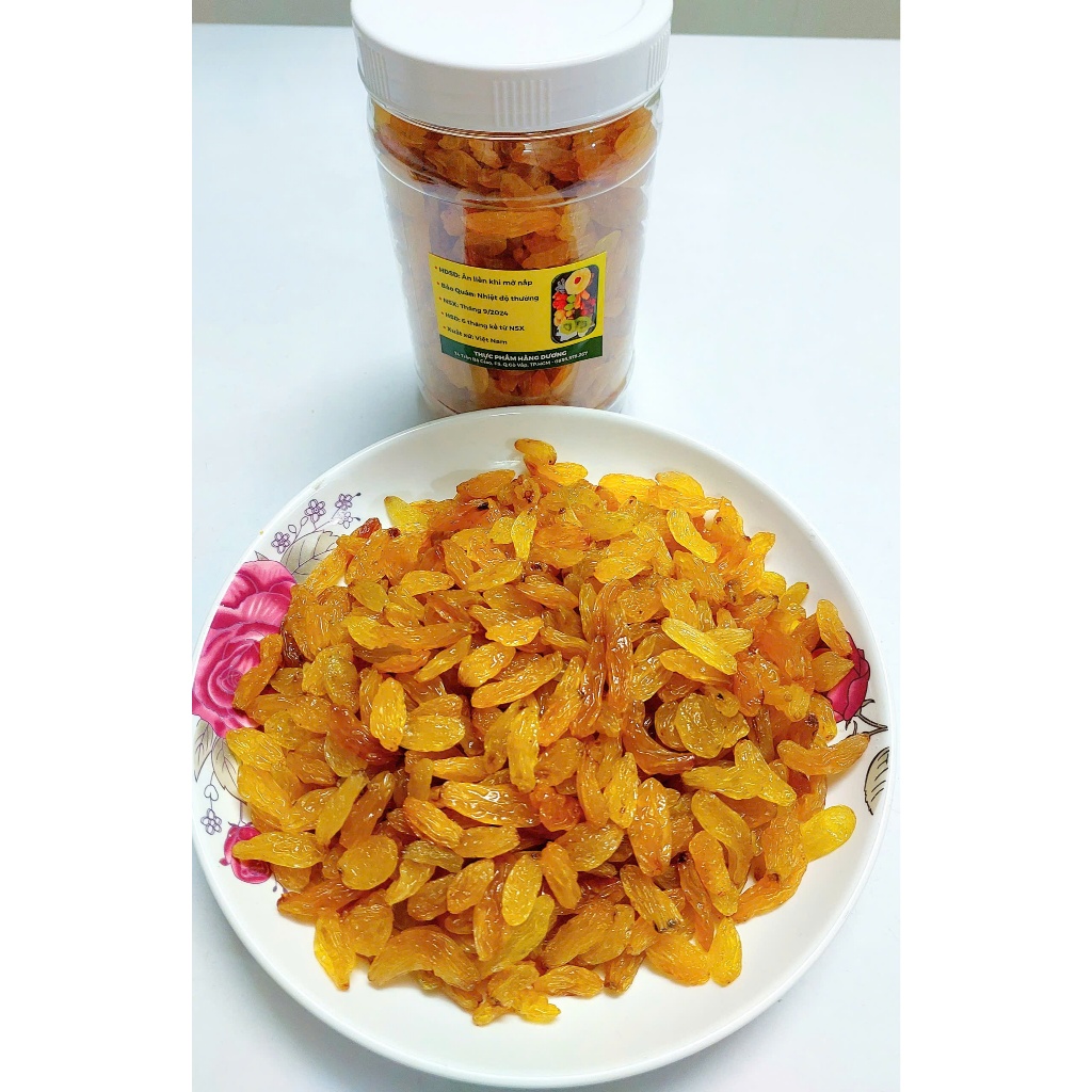 Hộp 500g Nho Vàng Khô Không Đường/250g
