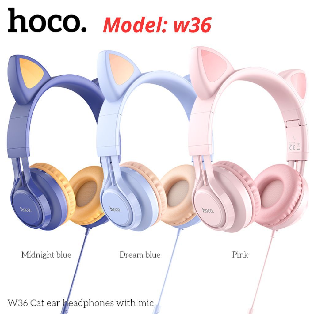 Tai Nghe Chụp Đầu Hoco W36 kết nối jack 3.5mm, Mút đệm chống ồn, giảm ...