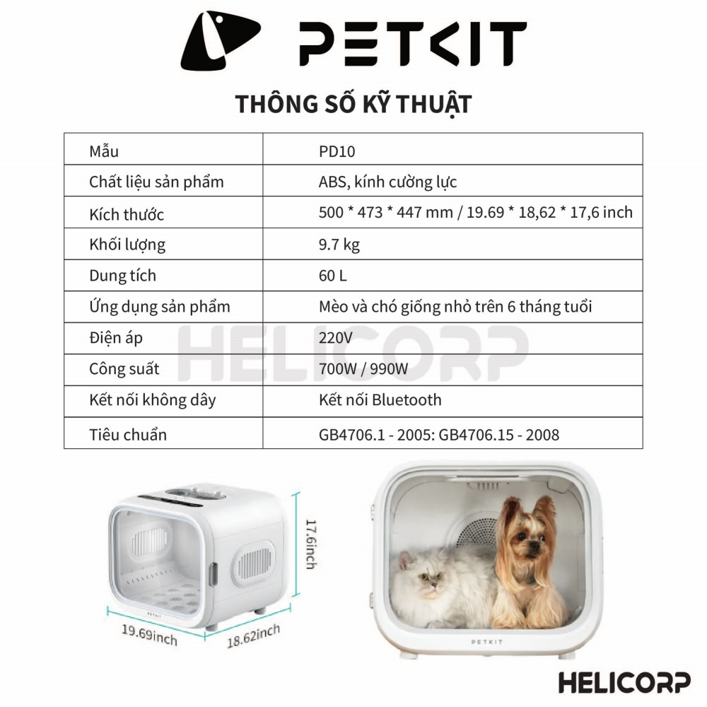 Ảnh Máy Sấy, Lồng Sấy Lông Chó Mèo Petkit AirSalon Max Pro Ozone - HeLiPet Hà Nội 3