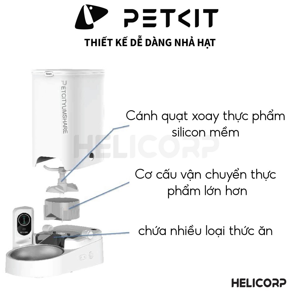 Ảnh [BH 12 Tháng] Máy Ăn, Máy Nhả Hạt Cho Chó Mèo Có Camera PETKIT YUMSHARE Solo Dung Tích 3 Lít - HeLiPet Hà Nội 1