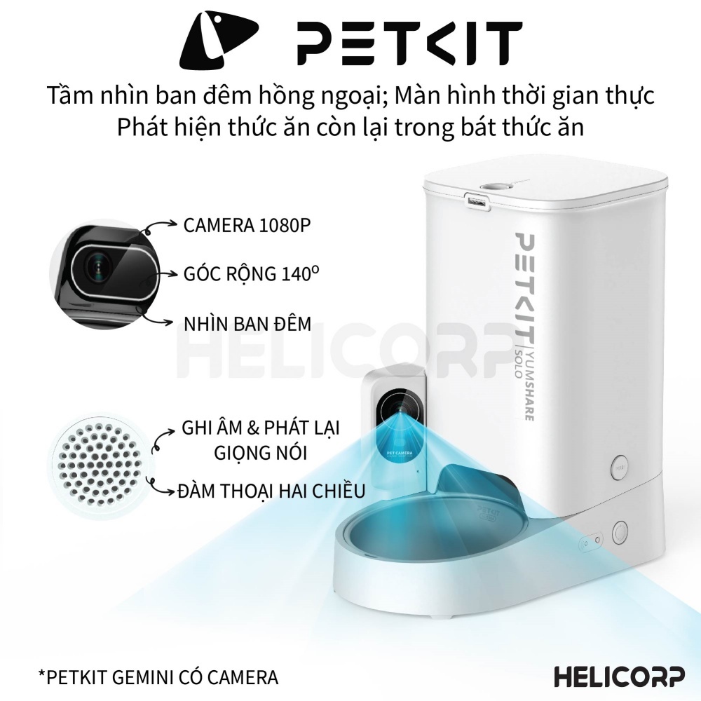 Ảnh [BH 12 Tháng] Máy Ăn, Máy Nhả Hạt Cho Chó Mèo Có Camera PETKIT YUMSHARE Solo Dung Tích 3 Lít - HeLiPet Hà Nội 3