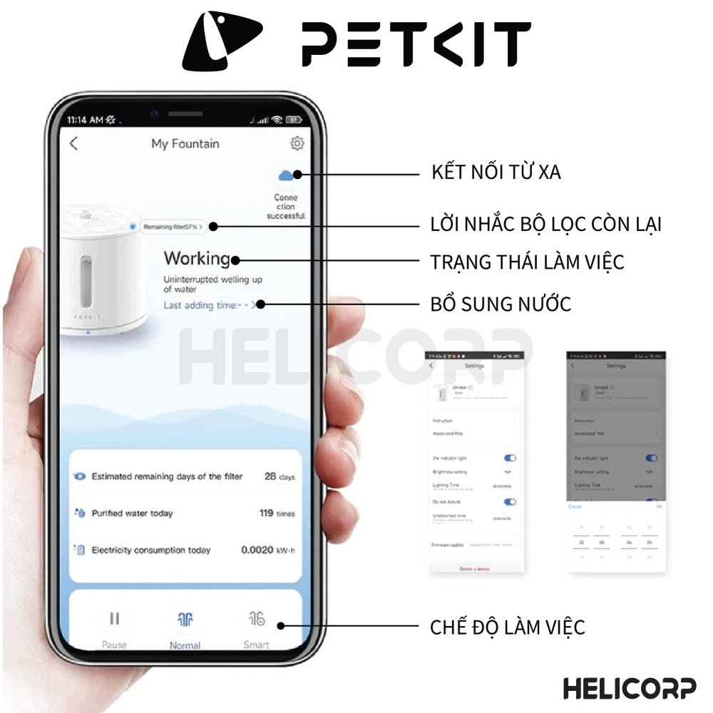 Ảnh [Có App] Máy Lọc Nước Cho Chó Mèo Bơm Không Dây PETKIT Solo 2 - HeLiPet 2