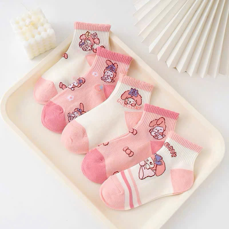 SÉT 5 ĐÔI TẤT CỔ BÈO HỒNG CHO BÉ GÁI